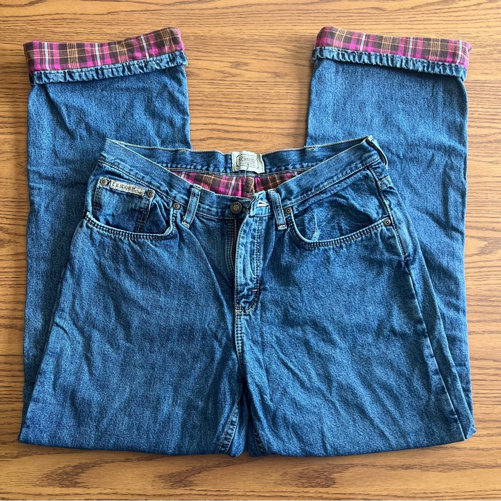 Plaid lined jeans